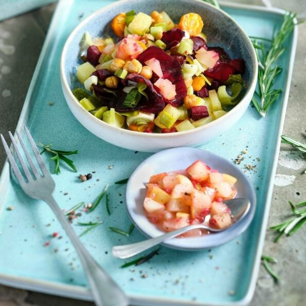 Ayurvedisches Ofengemüse mit Kichererbsen und Birnen-Salsa Rezept