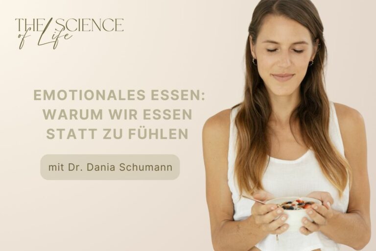 Dr. Dania Schumann hält Bowl + verbindet sich mit Essen - Titelbild Podcast Emotionales Essen: Warum wir essen statt zu fühlen
